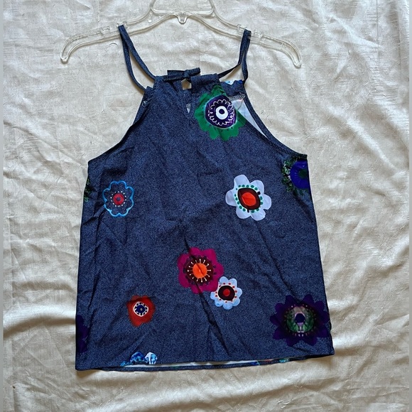 Women’s Blue Flower Print Halter - Picture 3 of 4